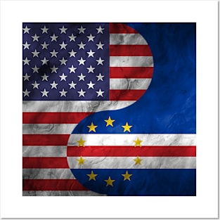 USA Cape Verde Dual Yin Yang Flag Posters and Art